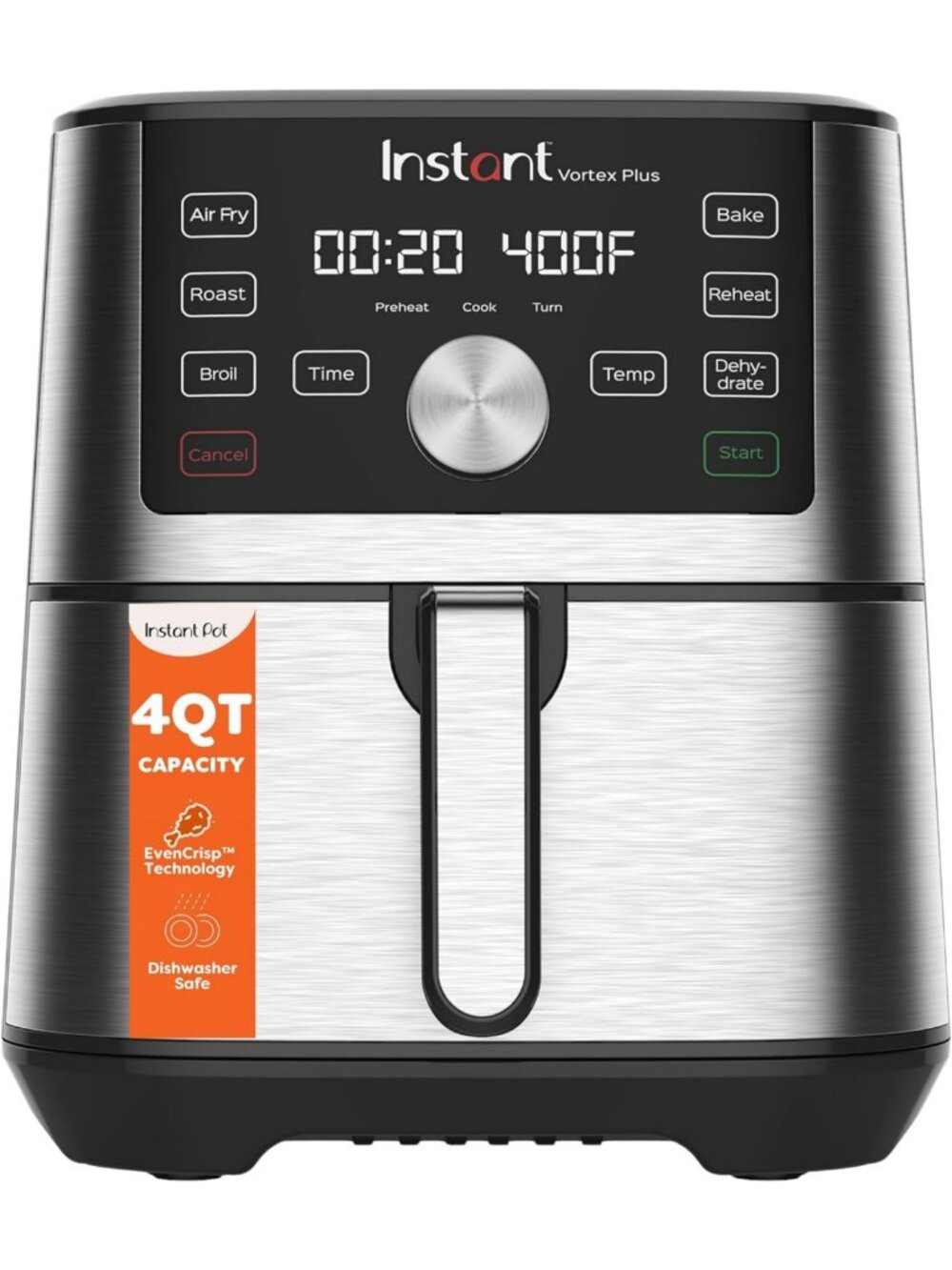 Mini 4 Qt 6-in-1 Air Fryer, Stainless Steel, Instant Cooking, Healthy Meals